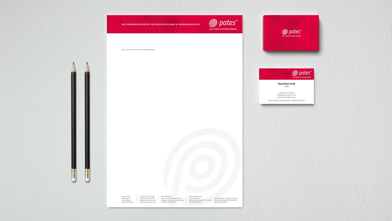 Corporate Design pates GmbH Vistenkarten und Briefpapier