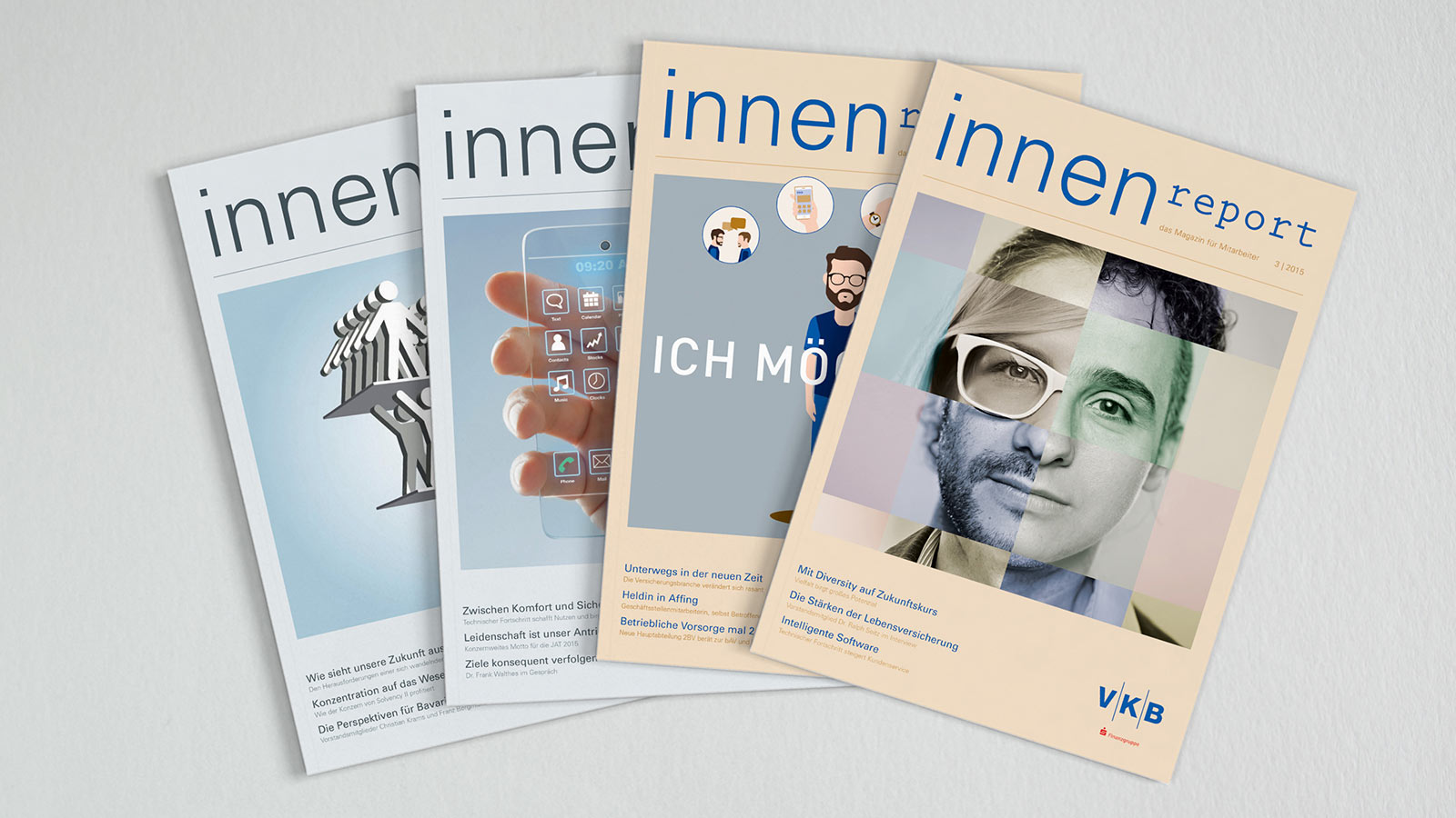 Titelübersicht des Mitarbeitermagazins innenreport der Versicherungskammer Bayern