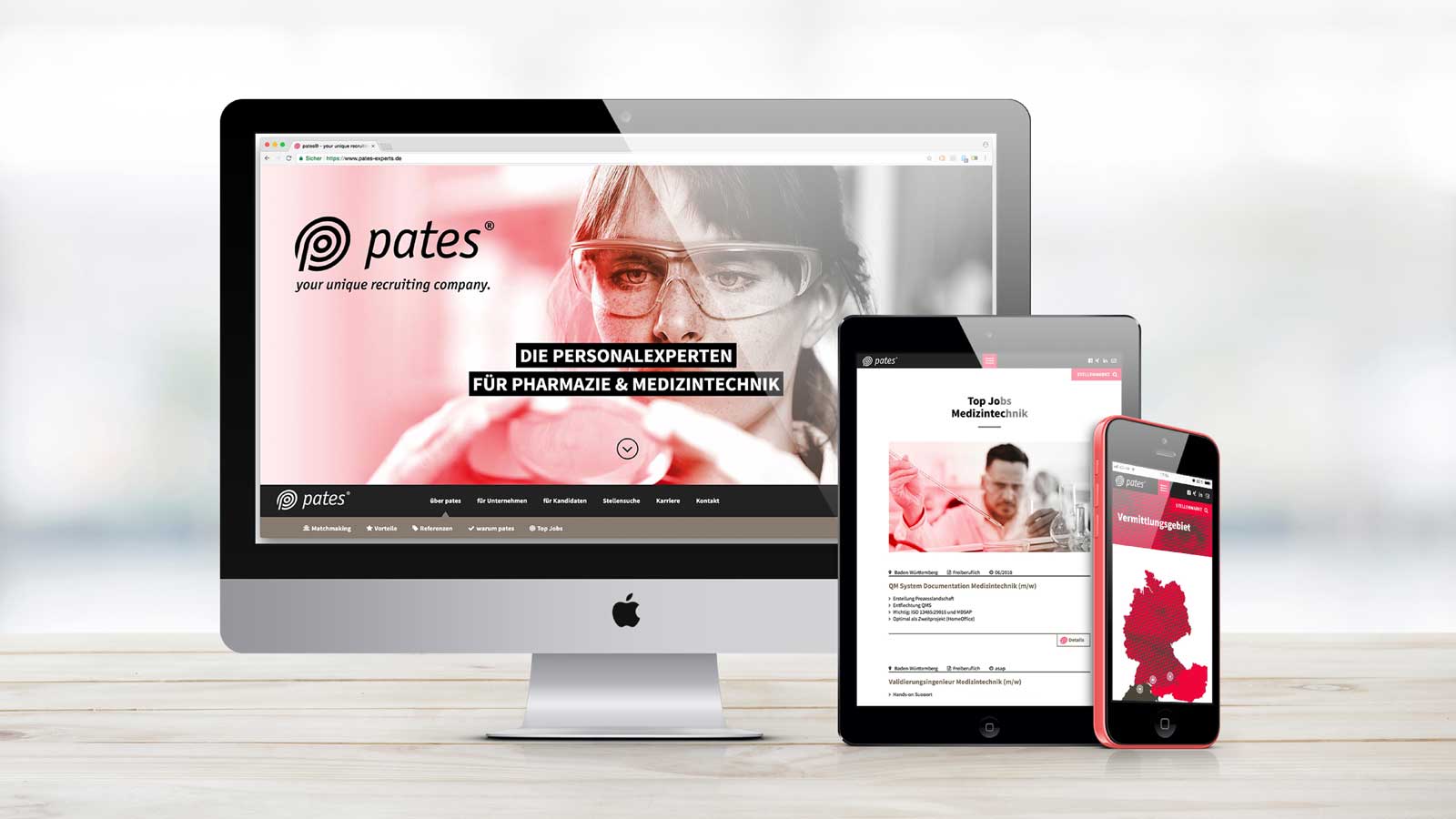 Webdesign und Jobportal für die Personalvermittlung Pates GmbH