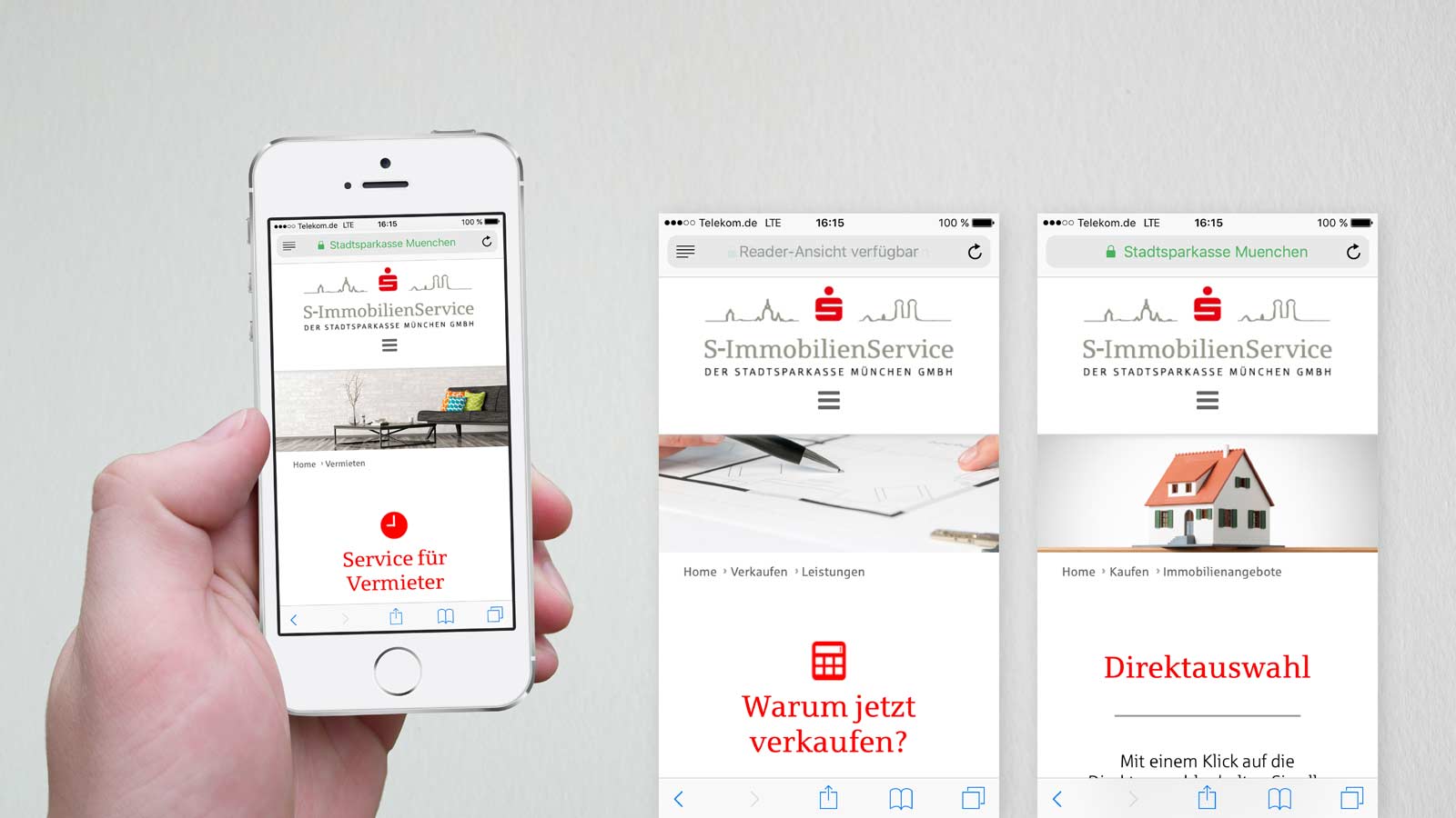 Smartphoneansicht Webdesign S-Immobilienservice der Stadtsparkasse  München
